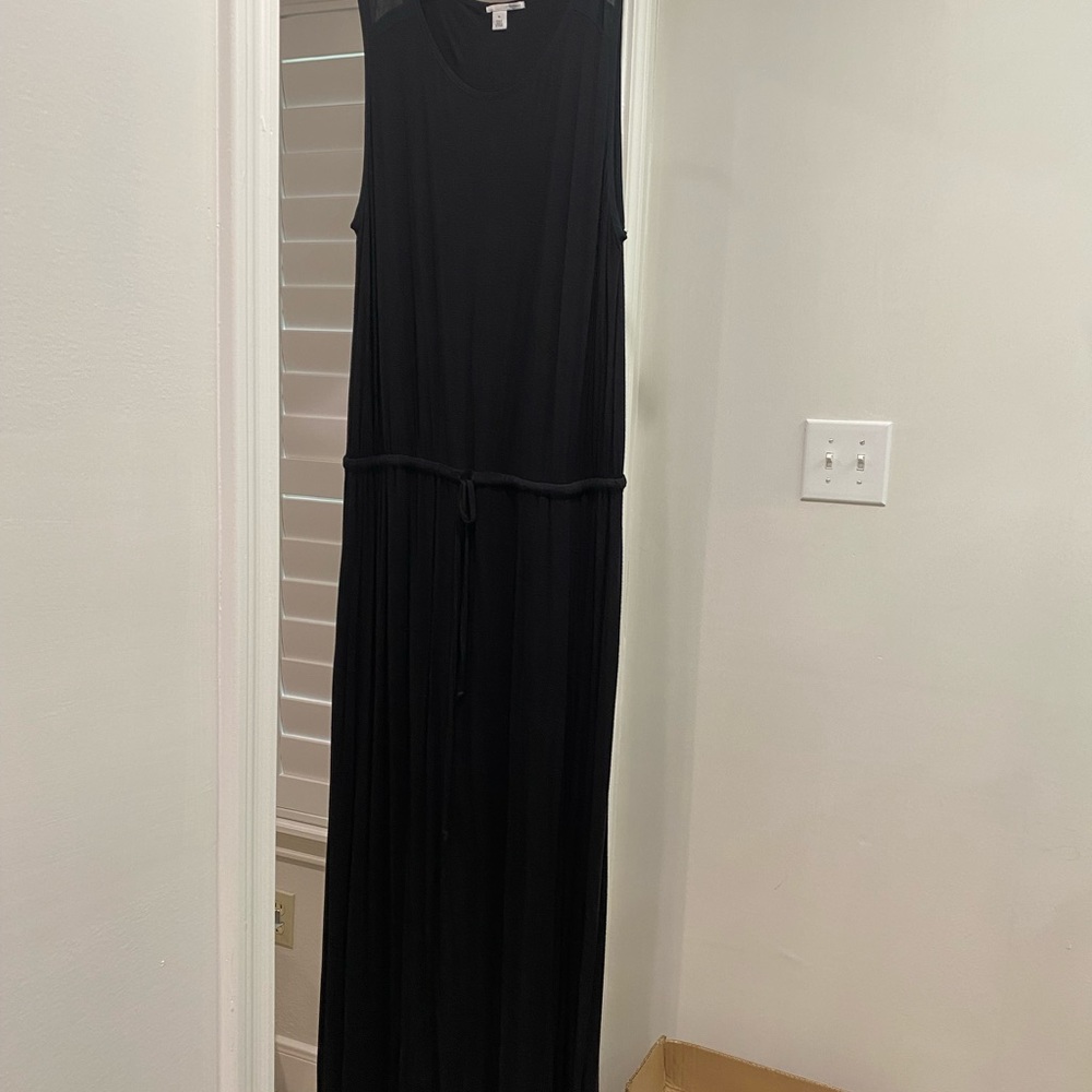 Halogen cotton black maxi dress